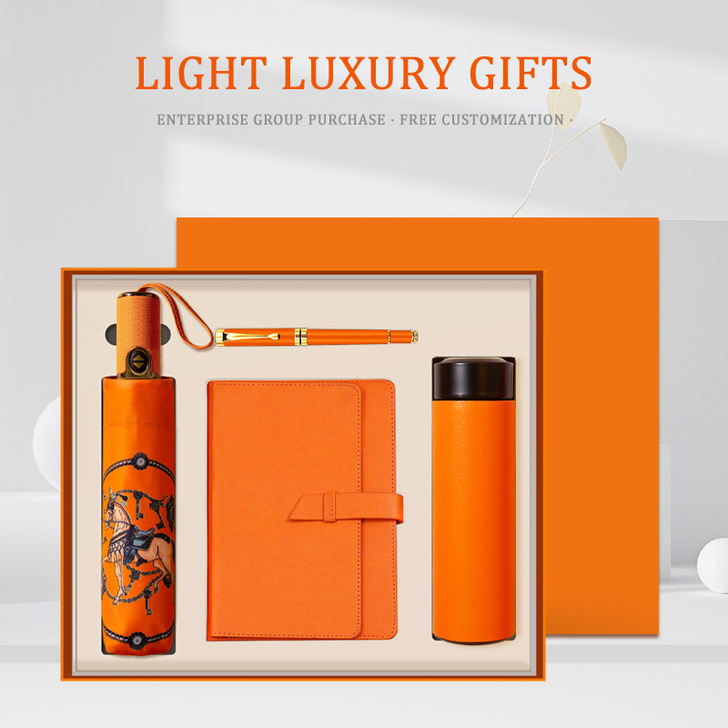 Luxury Custom Logo Mens Office Promotional Notebook Umbrella Corporate Gift Set