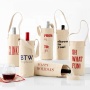 Mini foldable Wine women Cotton canvas tote bags wine bag with custom printed logo