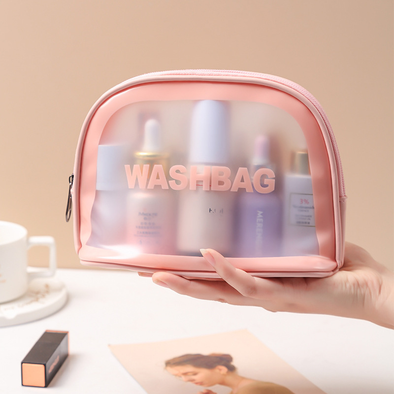Hot Customizable Waterproof Travel Pink Makeup Clear Pvc Cosmetic Bag With Handle