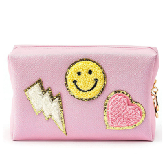Customized Travel Waterproof Pu Leather Ladies Cute Pink Small Makeup Cosmetic Bag