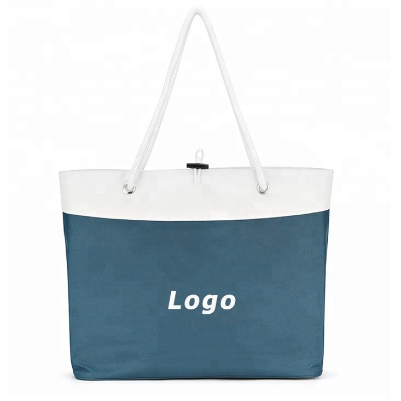 Custom Logo Polyester Women Handbags Large Capacity Reusable Shopping Tote Bags