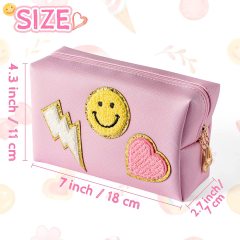 Customized Travel Waterproof Pu Leather Ladies Cute Pink Small Makeup Cosmetic Bag