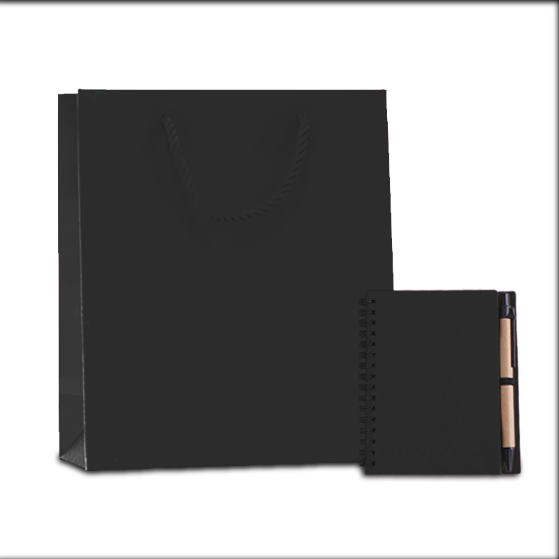 custom logo paper Non woven promotional tote shopping bags with Notebook and Pen