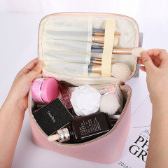 New Design Portable Saffiano Waterproof Travel Pu Leather Pouch MakeUp Cosmetic Bag