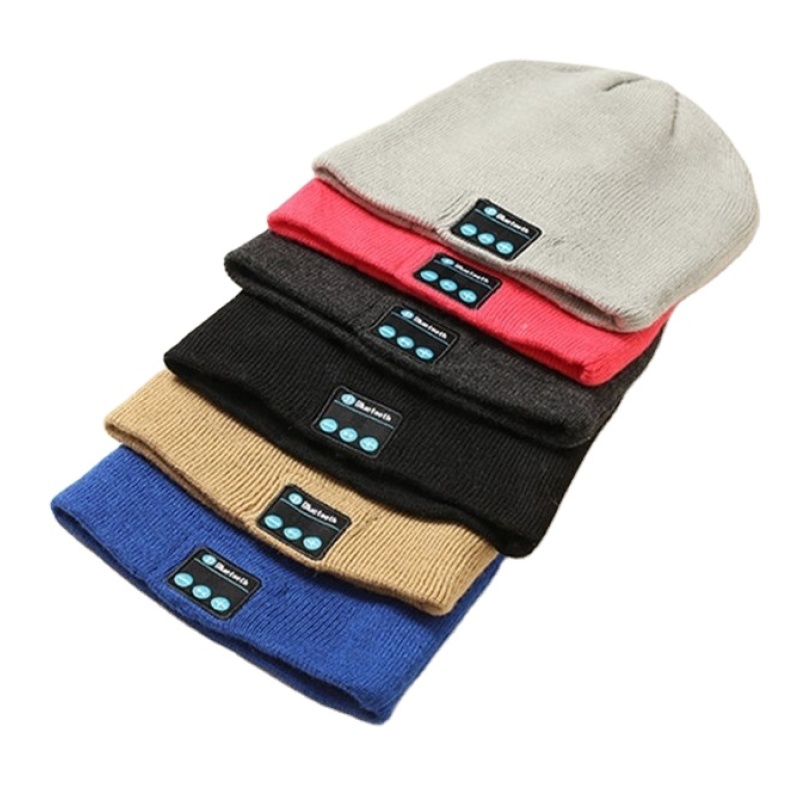 Autumn Winter Cotton Knitted Beanie Wireless Headphones Sport Smart Music Bluetooth Hat