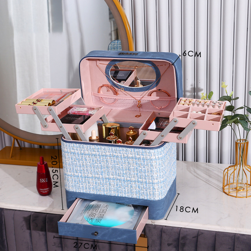 Large Capacity Custom Toiletry Make Up Bag Travel Cosmetic Bags & Cases With Mirror