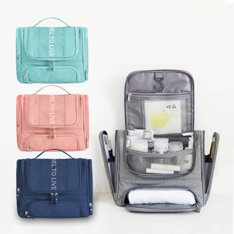 Deluxe Premium Eco Friendly Makeup Cosmetic Bag Hanging Toiletry Bag With Personal Logo