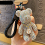 New Luxury Rhinestone Bear Keychain Woman Car Bag Pendant Key Chains Couple Gift Wholesale