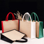 Wholesale Plain Custom Printed Large Natural Colourful Jute Tote Shopping Bag