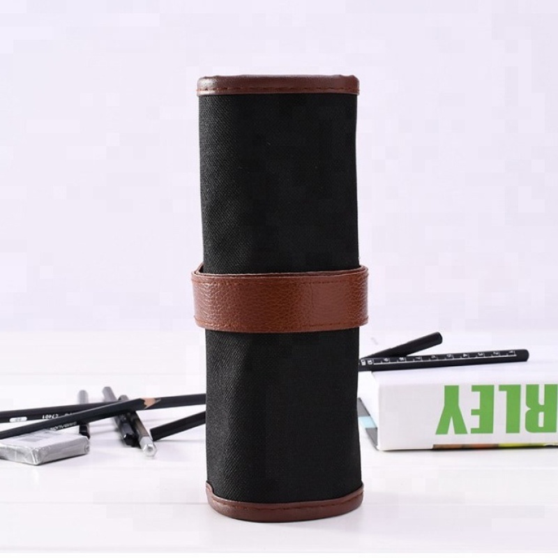 맞춤 인쇄 대용량 학교용 캔버스 펜 보관 파우치 롤 연필 케이스