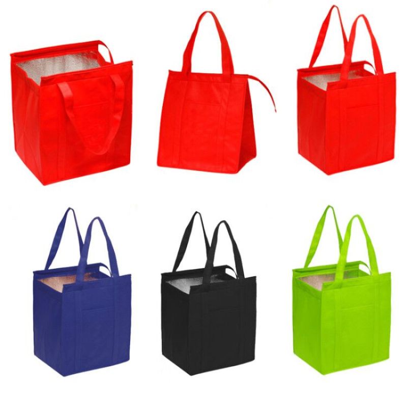 Custom Logo Non-woven Triangle Cake cooler Bag Aluminum Foil Insulated Thermal Non Woven Lunch Bags
