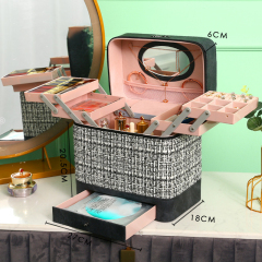 Custom Multi-Layer Portable Women Toiletry Bag Travel Makeup Cosmetic Case With Zipper