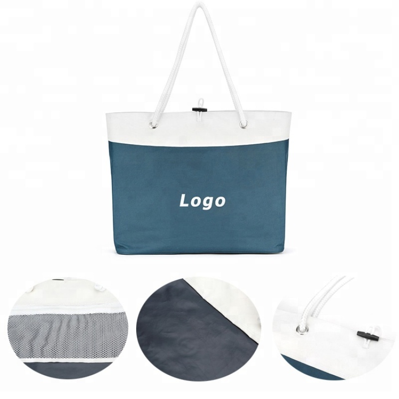 Custom Logo Polyester Women Handbags Large Capacity Reusable Shopping Tote Bags
