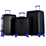 Factory custom Black and blue ABS Travel bags Trolley  Wholesale Hard Shell Travelling Spinner Luggage sets