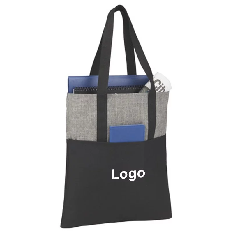 Grand sac fourre-tout en polyester à longue poignée avec logo personnalisé