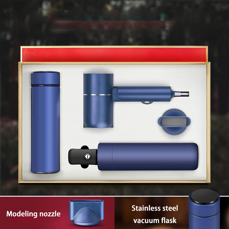 Custom Umbrella Vacuum Insulated Cup Hair Dryer Gift Set Promotional Corporate Business Gifts Set