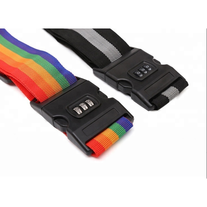 도매 레인보우 컬러 나일론 여행 수하물 가방 수하물 밴드 벨트 ABS 암호 잠금 가방 포장 스트랩