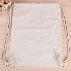 Pinghu Sinotex Promotional Custom Logo Large Cotton Canvas Shopping Bag Drawstring Backpack
