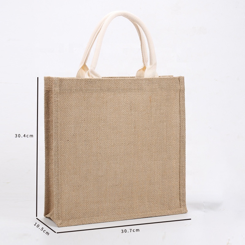 شعار مخصص مطبوع Eco Recycle Natural Waterproof بنجلاديش Gunny Jute Tote Bags