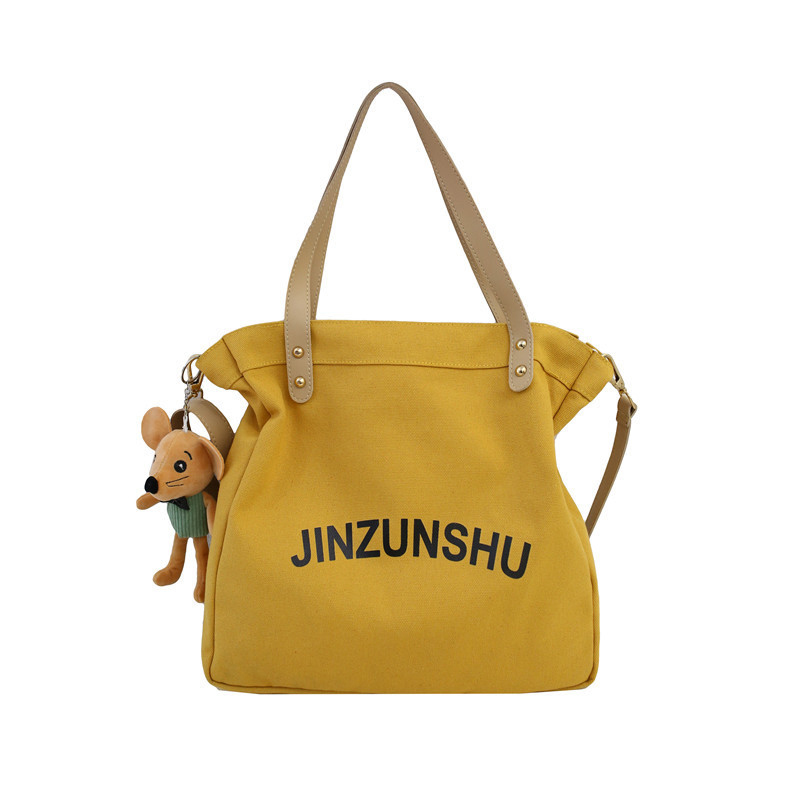 Women's Fashion Wholesale Tote Bags Canvas Cotton Crossbody Shoulder Bag With Pendant