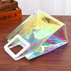 Custom Shopping Bags Logo Printed Transparent Pvc Handbags Laser Handle Beach Bag Holographic Tote Bag