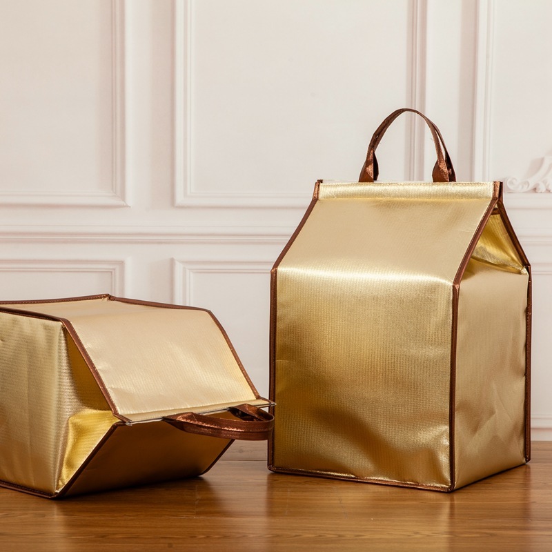 Custom Logo Non-woven Triangle Cake cooler Bag Aluminum Foil Insulated Thermal Non Woven Lunch Bags