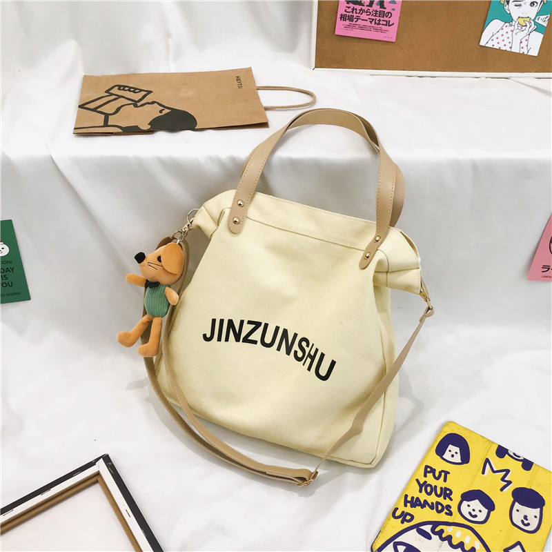 Women's Fashion Wholesale Tote Bags Canvas Cotton Crossbody Shoulder Bag With Pendant