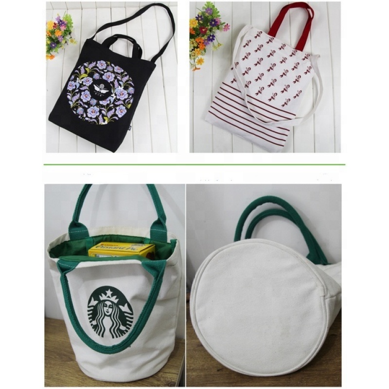 Custom Eco Recycled Women's Organic Canvas Cotton Shopping Tote Bag With Logo