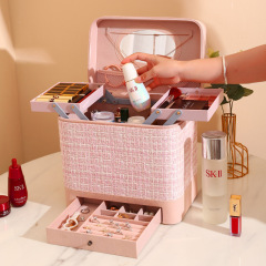 Custom Multi-Layer Portable Women Toiletry Bag Travel Makeup Cosmetic Case With Zipper