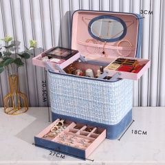 Custom Multi-Layer Portable Women Toiletry Bag Travel Makeup Cosmetic Case With Zipper