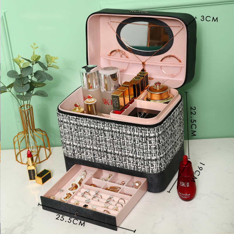 Large Capacity Custom Toiletry Make Up Bag Travel Cosmetic Bags & Cases With Mirror