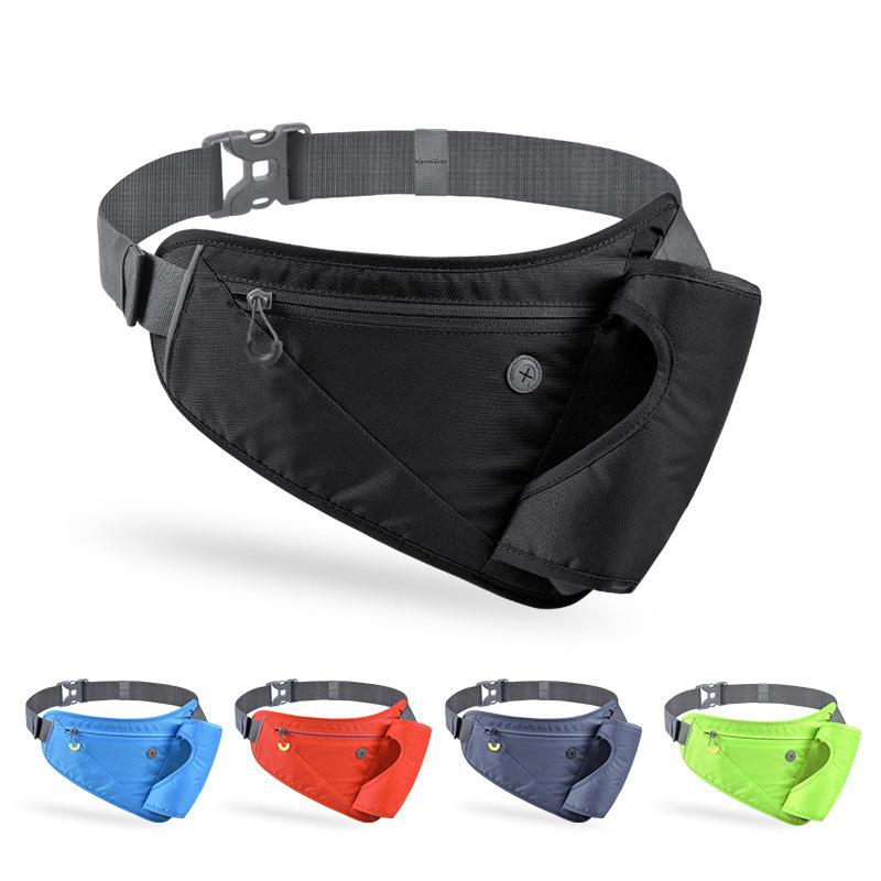 Designer Outdoor Fashion Hiking Camping Black Waist Bag Gym Fanny Pack With Bottle Pocket