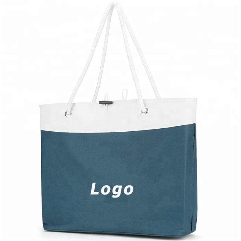 Custom Logo Polyester Women Handbags Large Capacity Reusable Shopping Tote Bags