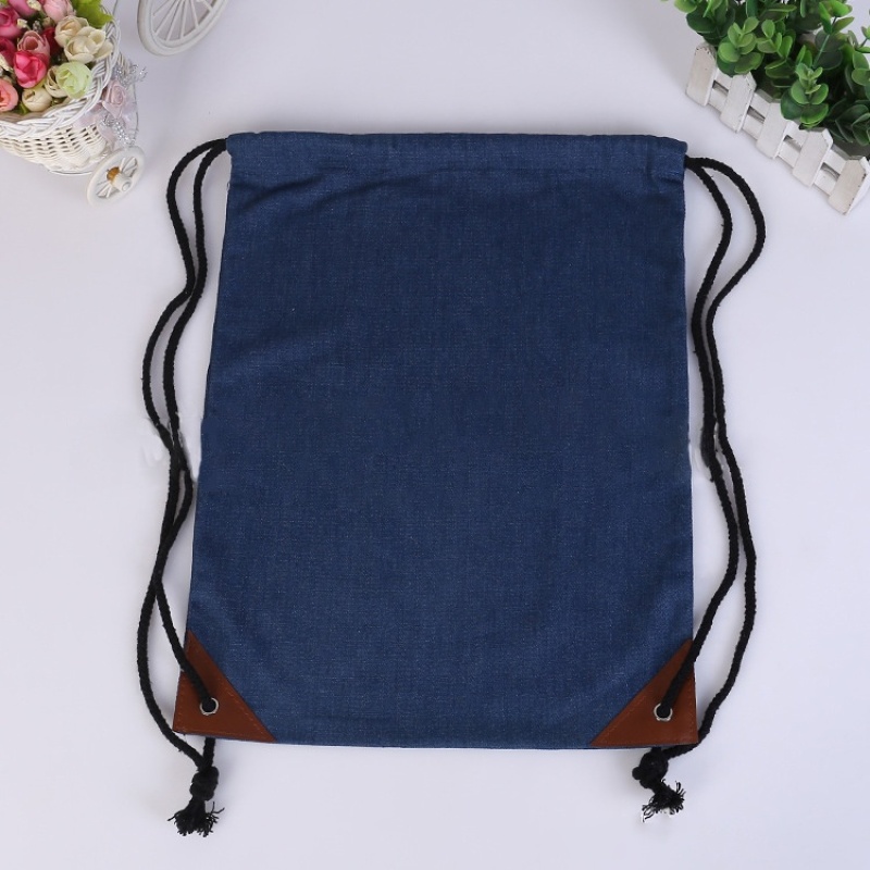 Custom Logo Promotional Reusable Waterproof Draw String Backpack Cotton Drawstring Bags