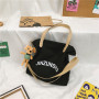 Women's Fashion Wholesale Tote Bags Canvas Cotton Crossbody Shoulder Bag With Pendant