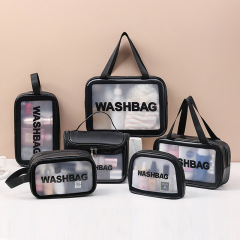 Hot Customizable Waterproof Travel Pink Makeup Clear Pvc Cosmetic Bag With Handle