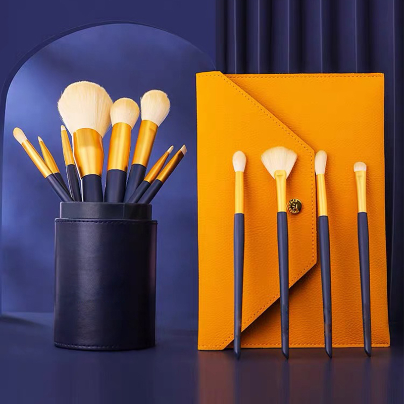 custom private label logo professional 12 travel makeup brushes set with holder bag