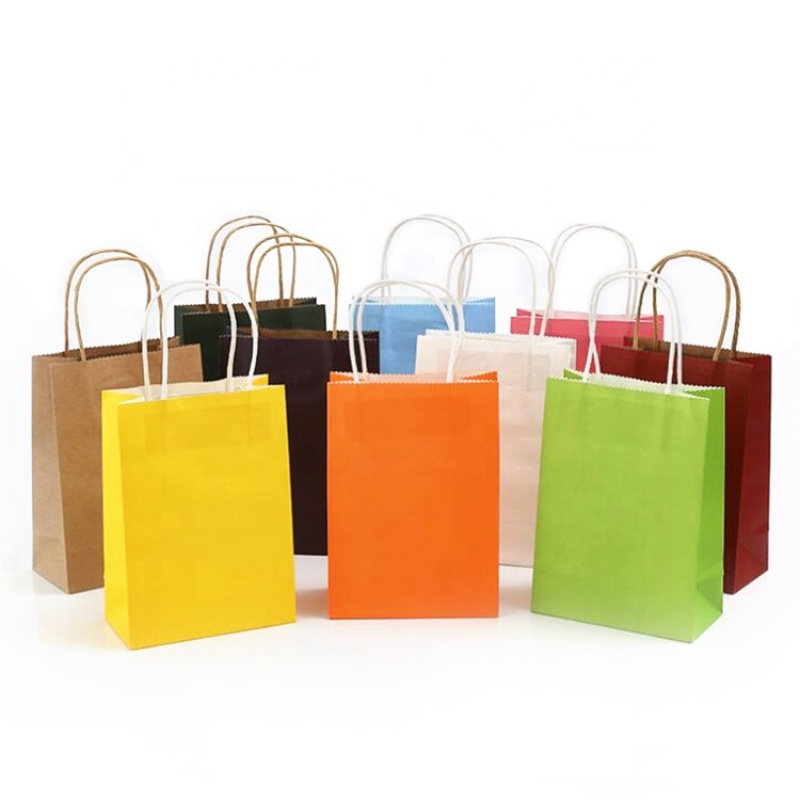 promotional gifts Custom Logo Printed Reusable shopping Kraft Paper Bag with Handles