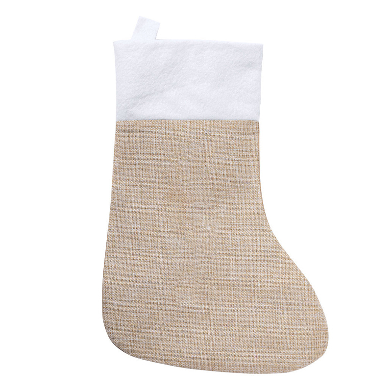 Bas de Noël en lin et jute avec logo imprimé personnalisé, décoration par sublimation