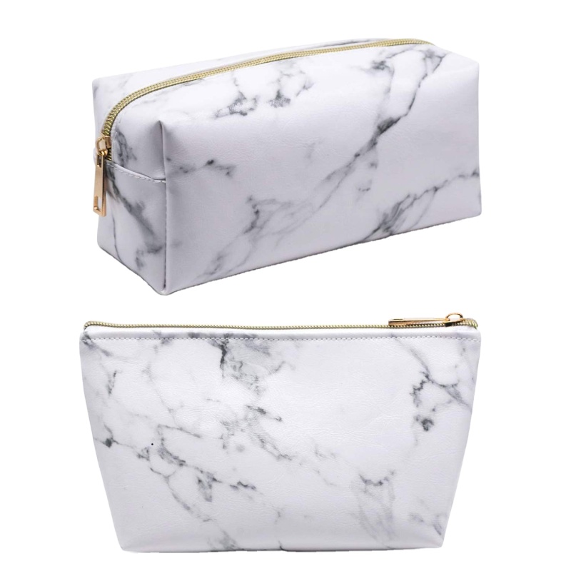 New Design PU Marble Pattern Women Luxury Cosmetic Bag Travel Make Up Bags With Customized Logo