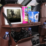 Custom Pu Leather Car Seat Back Organizer Foldable Table Tray Travel Storage Bag