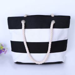 2022 Wholesale Promotion Hot Selling Women Striped Canvas Tote Beach Bag