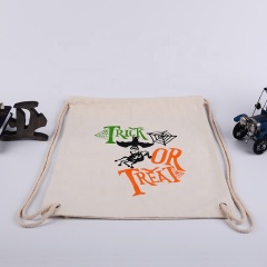 Halloween Trick Treat Reusable Cotton canvas Drawstring Bag in promotional bags gift bags pouch