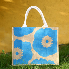 Wholesale Natural Reusable Grocery Linen Burlap Shopping Tote Bag With Ribbon
