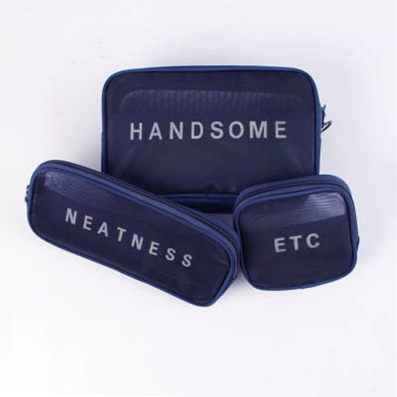 Wholesale Custom Logo Small Clear Portable Mesh Makeup Nylon Cosmetic Bag