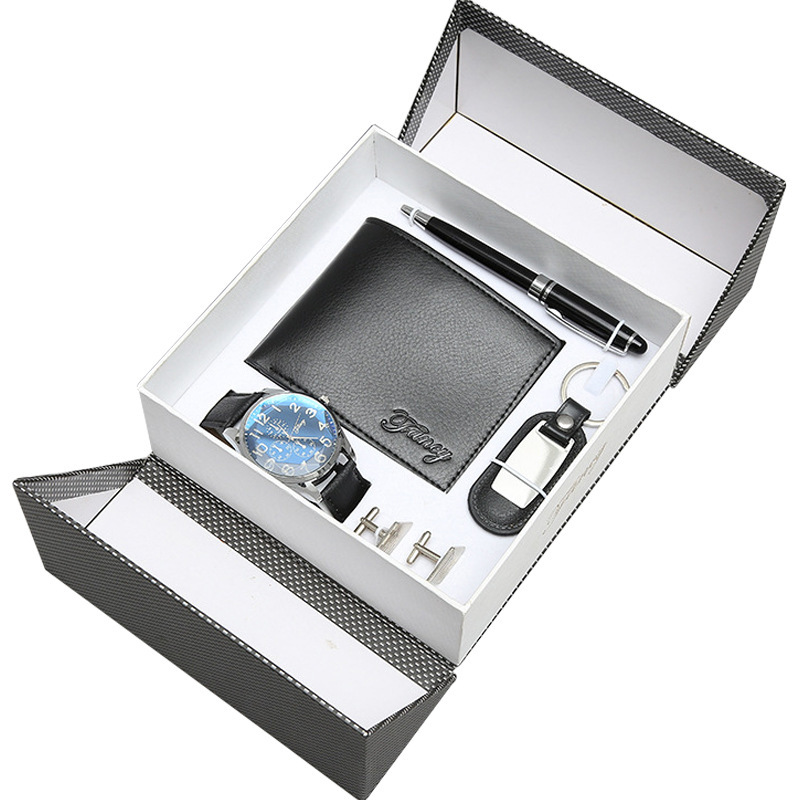 Luxury Men Business Birthday Valentine 5pcs Watch Wallet Corporate Gift Set