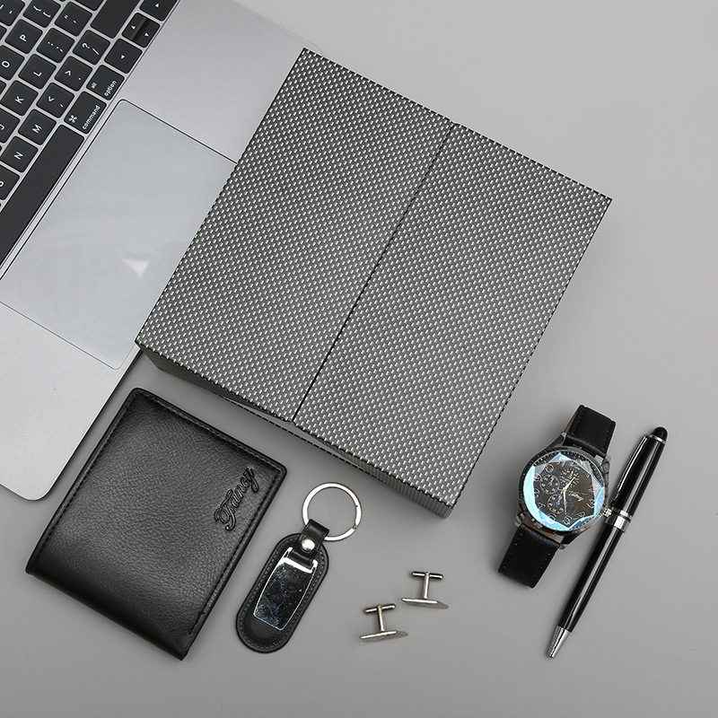 Luxury Men Business Birthday Valentine 5pcs Watch Wallet Corporate Gift Set