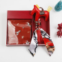 Luxury Valentine Mothers Day Gift Set 100% Silk Scarf Keychain For Women