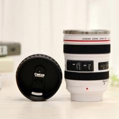 Hot Sale Custom Travel Eco Friendly Stainless Steel Self Stirring Camera Lens Coffee Mug