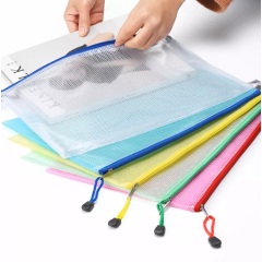 A4 Waterproof Zipper File Document Bag File Folder Mesh Bag Custom Logo for Office